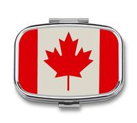 Portable Pill Organizer Retro Canada Flag Pattern Small Pill Box 2 Compartment Medicine Vitamin Organizer Travel Medicine Organizer with Mirror & Button Closure Cute Medication Case for Purse