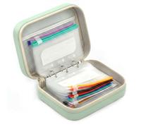 Portable Pill Organizer Set with 14 Color Coded Inner Pockets Reusable with Binder Design Zipper Weekly Pill Organizer 7 to 14 Day(Green)