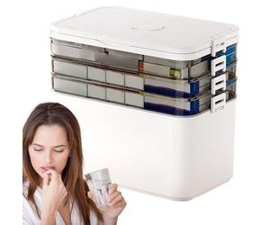 Portable Pill Organizer - Shading Proof Case, Medicine Box with, Storage Container with Handles, Pill Holder, Tablet Organizer for Safely Managing Daily Medication and at Home