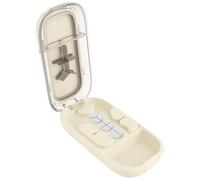 Portable Pill Splitter with Stainless Steel Blades and Storage Compartment 3-in-1 Pill Cutter for Small or Large Pills Halves/Third/Quarters for Daily Use and Traveling(Creamy White)