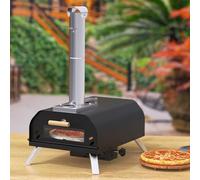 Portable Pizza Oven, Wood Pellet Pizza Grill with 360° Rotating Stone, Tabletop Design for Backyard, Camping, and Patio Use