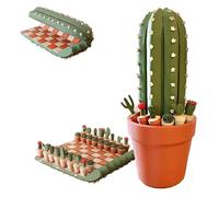 Portable Plant Themed Chess Set,Cactus Foldable Chessboard (Green)