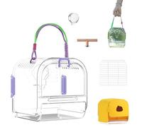 Portable Plastic Bird Cages, Lightweight Waterproof Ventilated Parrot Travel Cage with Standing Perch, Ideal for Outdoor Use Easy to Carry Bird Carrier Perfect for Small Birds and parrots (Purple)