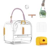 Portable Plastic Bird Cages, Lightweight Waterproof Ventilated Parrot Travel Cage with Standing Perch, Ideal for Outdoor Use Easy to Carry Bird Carrier Perfect for Small Birds and parrots (Yellow)