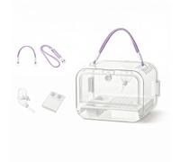 Portable Plastic Bird Cages with Rope & Feeder Ventilated Travel Bird Cage | Portable Plastic Bird Cages with Rope Feeder Clear Panoramic Waterproof Transparent Cage for Small Birds and Budgies Parrots