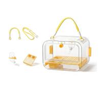 Portable Plastic Bird Cages with Rope & Feeder Ventilated Travel Bird Cage Waterproof Clear Panoramic Birdcages for Small Birds and Budgies Parrots (Yellow)