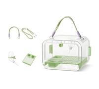Portable Plastic Bird Cages with Rope & Feeder Ventilated Travel Bird Cage Waterproof Clear Panoramic Birdcages for Small Birds and Budgies Parrots (Green)