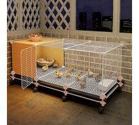 Portable Plastic Chicken Coops with 360° Universal Wheels Removable Tray & 1.5cm Iron Mesh for Small Poultry Easy To Move Outdoor Chicken Pen(105 * 35 * 45CM)