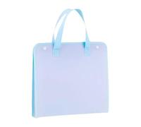 Portable Plastic Folder 13-Layer Transparent Insert Folder Large Capacity Thickened Handle Can Hold 500 Sheets of A4 Paper Versatile(Blu)