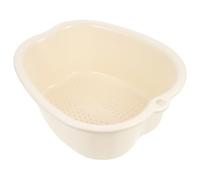 Portable Plastic Foot Bath Bucket for Home Use and Daily Washing | Lightweight Beige Basin, Convex Point Design, Outdoor Friendly, Suitable for Kinds of People and Friends