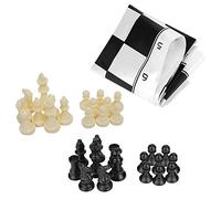 Portable Plastic International Chess Set Medieval Style Board Game with Black White Chess Pieces for Family Game Night Indoor Entertainment 15.75 x 15.75 Inches