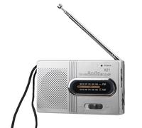 Portable Pocket AM/FM Battery Powered Radio with Built-in Speaker, Headphone Jack, Lightweight Lasting ABS Compact Mini Radio Close to Credit Card Size for Hiking, Travel, Camping, Home Use, Grey