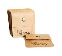 Portable Pocket Ashtray - Smell Proof Kraft Paper Small Popper Wallets w/Sturdy Metal Button, Fireproof Lining, Aluminium Foil, Thermal Foam - Kraft Paper Travel Pouch, Kraft Paper Singles/5/10 Pack