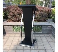 Portable Podium Stand for Teaching Lectures & Presentations - Adjustable Inclined Reading Surface & Baffle Plate - Ideal for Office School Home Use (Black)