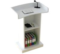 Portable Podium Stand - Lightweight Lectern for Churches, Schools & Offices, Spacious Desktop for Lectures, White, Drawer-Free Design