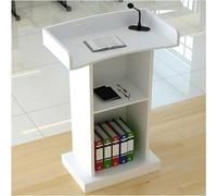 Portable Podium Stand with Large Storage Ideal for Church Pulpits Classroom Use Reception Desk or Hostess Stand - Wooden Shelf with Drawer (White)