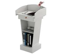 Portable Podium Stand with Open Storage for Churches Classrooms & Events - Perfect for Lectures Ceremonies Presentations & Public Speaking (White)