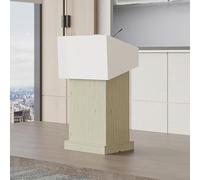 Portable Podium Stand with Swivel Wheels & Storage, Easy Assembly 45.2in Lectern for Classroom, Church, Concert, Speech - Versatile Natural Design Standing Desk
