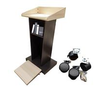 Portable Podium Stand with Wheels and Table, Heavy-Duty Lectern for Classroom, Restaurant, and Wedding Use