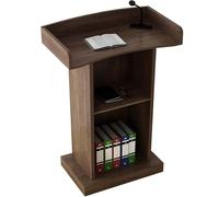 Portable Podium Stand, Wooden Lectern with Reading Platform, Double-Layer Storage for Office, Church, Meetings & Debates - Ideal Conference Room Table (No Drawer)