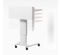 Portable Podium with Lockable Wheels Height Adjustable Sit-Stand Desk with Drawer Wide Reading Surface Ideal for Schools and Classrooms (Color: Natural)