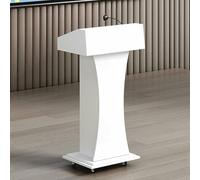 Portable Podium with Wheels Adjustable Standing Lectern Mobile Speaker Stand with Storage Ideal for Churches Classrooms Events and Presentations