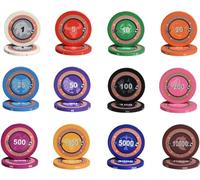 Portable Poker Chips, Monte Carlo Counting Game Chips with Denominations for Texas Holdem Blackjack Casino Gambling, Casino Games Ceramics Gambling Chips