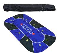 Portable Poker Table Top， Texas Holdem Blackjack Folding Rubber Poker Table Top 10 Player Multicolor 1.2x0.6m(Blu)
