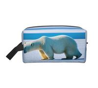 Portable Polar Bear Ice Print Toiletry Bag,Multi Functional Lightweight Large Capacity Storage Pouch