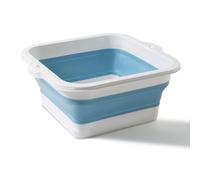 Portable Pool Foot Bath, Foldable Foot Bath Basin Silicone Folding Foot Soaking Bucket Collapsible Pool Foot Wash for Above Ground Swimming Pools Accessories (Blue)