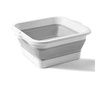 Portable Pool Foot Bath, Foldable Foot Bath Basin Silicone Folding Foot Soaking Bucket Collapsible Pool Foot Wash for Above Ground Swimming Pools Accessories (Gray)