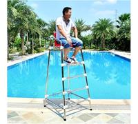 Portable Pool Ladder Stainless Steel Rescue Chair with Hook & Foot Pedal for Lifesaving Observation at Pool Deck Beach Lake