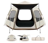 Portable Pop Up Camping Tent, 3-4 Person Double Layer Windproof Waterproof Tent with Air Vent, Lightweight Carry Bag & Quick Setup, Family Outdoor Tent for Camping Festival Hiking Travel A
