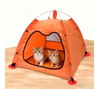 Portable Pop-Up Cat Tent - Foldable Indoor Cat House Tent with Breathable Mesh Panels & Reversible Double-Sided Cushion, Easy Setup, Washable Pad & Compact Travel Storage
