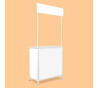 Portable Pop Up Podium TableFoldable Retail Display Counter Versatile Exhibit Bar Table for Advertising Market Sampling Events Lightweight Event Desk with Storage Solutions
