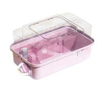 Portable portable hamster cage outdoor panoramic transparent double-layer villa Hamster Travel Cage(Pink)