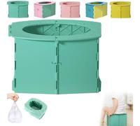 Portable Potty for Toddlers, 2-in-1 Travel Potty Kids Toilet Seat, Foldable Potty Seat with Cleaning Bags, Reusable Toilet for Kids, Ideal for Car, Ideal for Camping, Outdoor and Indoor Use (Green)