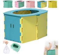 Portable Potty for Toddlers, 2-in-1 Travel Potty Kids Toilet Seat, Foldable Potty Seat with Cleaning Bags, Reusable Toilet for Kids, Ideal for Car, Ideal for Camping, Outdoor and Indoor Use (Blue)