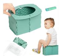 Portable Potty Seat for Toddler Foldable Travel Potty Training Toilet Seat with Cleaning Bags Reusable for Outdoor Camping, Travel, Kids Toddler Travel Potty Seat (Green)