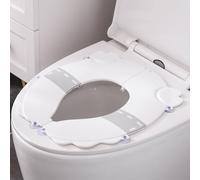 Portable Potty Training Seat，Upgraded Non-Slip-Anti pinch buttocks, One-handed Removal Folding Travel Potty Seat for Toddlers & Kids, 6 suction cups firmly adhere, Fits All Shape Toilets (White)