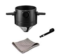 Portable Pour Over Coffee Drip Tip Set | Collapsible Reusable Conical Filter with Travel Brush and Cloth | Stainless Steel Coffee Filter Suitable for Mugs, Camping and Office Use