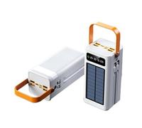 Portable Power Bank 100000mAh 120W PD 20W Powerbank battery pack Charger Large Capacity 5 Outputs 2 Inputs Solar energy with double Fast Charging cables for iPhoneiPad Camping (White)