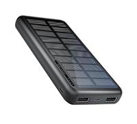 Portable Power Bank, 10000mAh USB Solar Charger with Panel, Slim Design for Fishing Camping Travel Beach Airplane University Backpack Car Festival