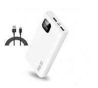 Portable Power Bank, 30000mAh High Capacity External Battery Pack, 22.5W Fast Charging with PD QC3.0, 3 Outputs, 2 Inputs, Compatible with Smartphones and Tablets, White