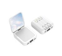 Portable Power Bank with Makeup Mirror and Detachable Built-In 3-Wire Power Bank, 20000mah Fast Charging (White)