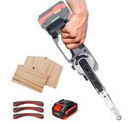 Portable Power Sander with Quick Release Belt, 5-Speed Settings, Dual Safety Switch & 30mins (4000mAh) Runtime, Lightweight for Detail Work on Furniture, Automotive, Renovation 1Battery