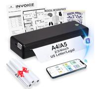 Portable Printer Wireless for Travel,Bluetooth Thermal Printer Support 8.5" X 11" US Letter &Legal, A4&A5 Thermal Paper, Inkless Printer Compatible with iOS, Android & Laptop for Office Car Home Black