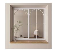 Portable Privacy Wall DividerDecorative Metal Partition with False Window Design for Living Room & KitchenStylish 120x80cm Glass Screen for Enhanced Privacy
