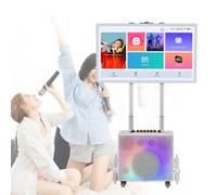 Portable Professional Karaoke Machine, Bluetooth Karaoke PA Speaker System with 32" Touch Tablet, 2 Wireless Microphones, Foldable Color LED Speaker for Outdoor, Camping, Party white