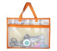 Portable Project Bags for Quilting Knitting, Stitching and Embroidery Projects Storage, Madam Sew Project Bag with Zipper and Double Pockets, Transparent Mesh Sewing Project Bag for Crafter